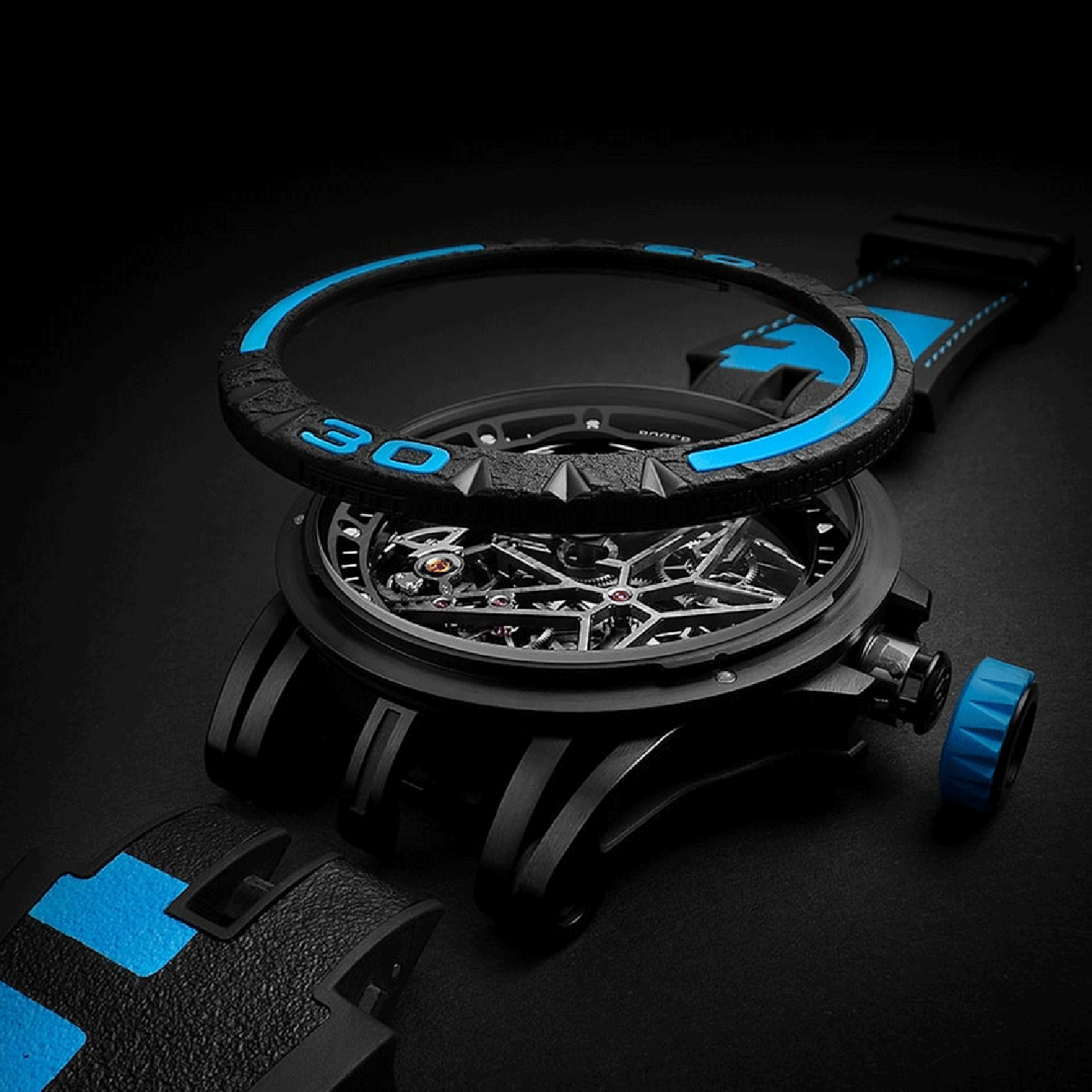 PREZZO SU RICHIESTA - Contattateci - Roger Dubuis Excalibur Spider Pirelli Black DLC Titanium Auto 45 mm Ref. DBEX0826 - ON7704
