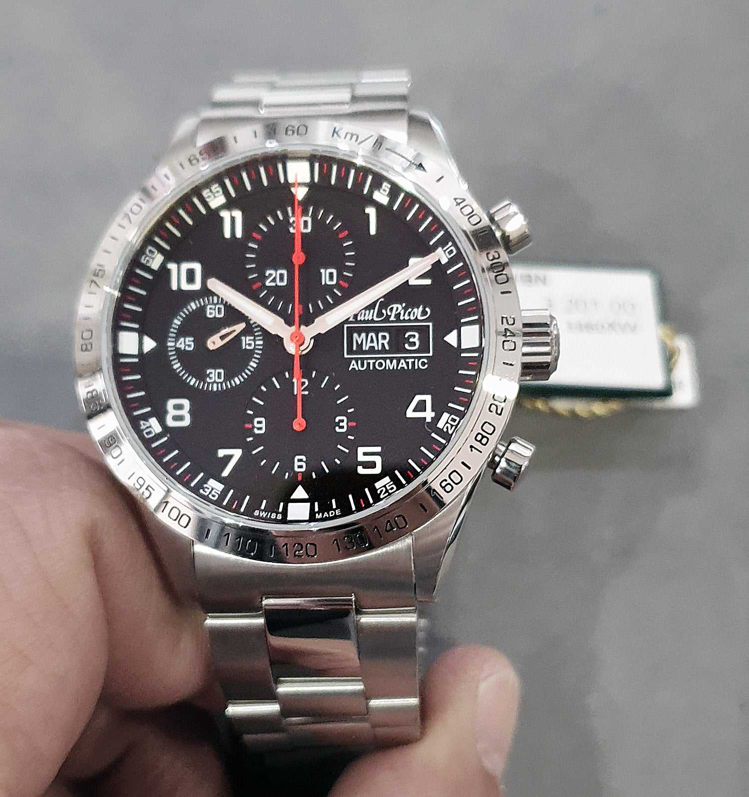 Paul Picot Gentleman Chrono Sport Tachymeter Chrono Day Date Nuevo sin usar Ref. 2127S/B - ON3425