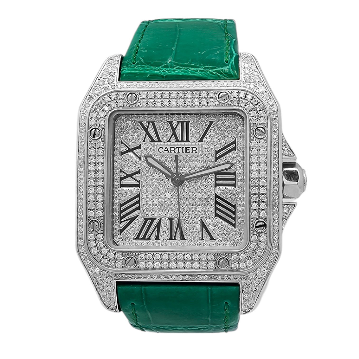 CARTIER Santos 100 XL Iced Out diamonds setting Ref. 2656 - OU1206