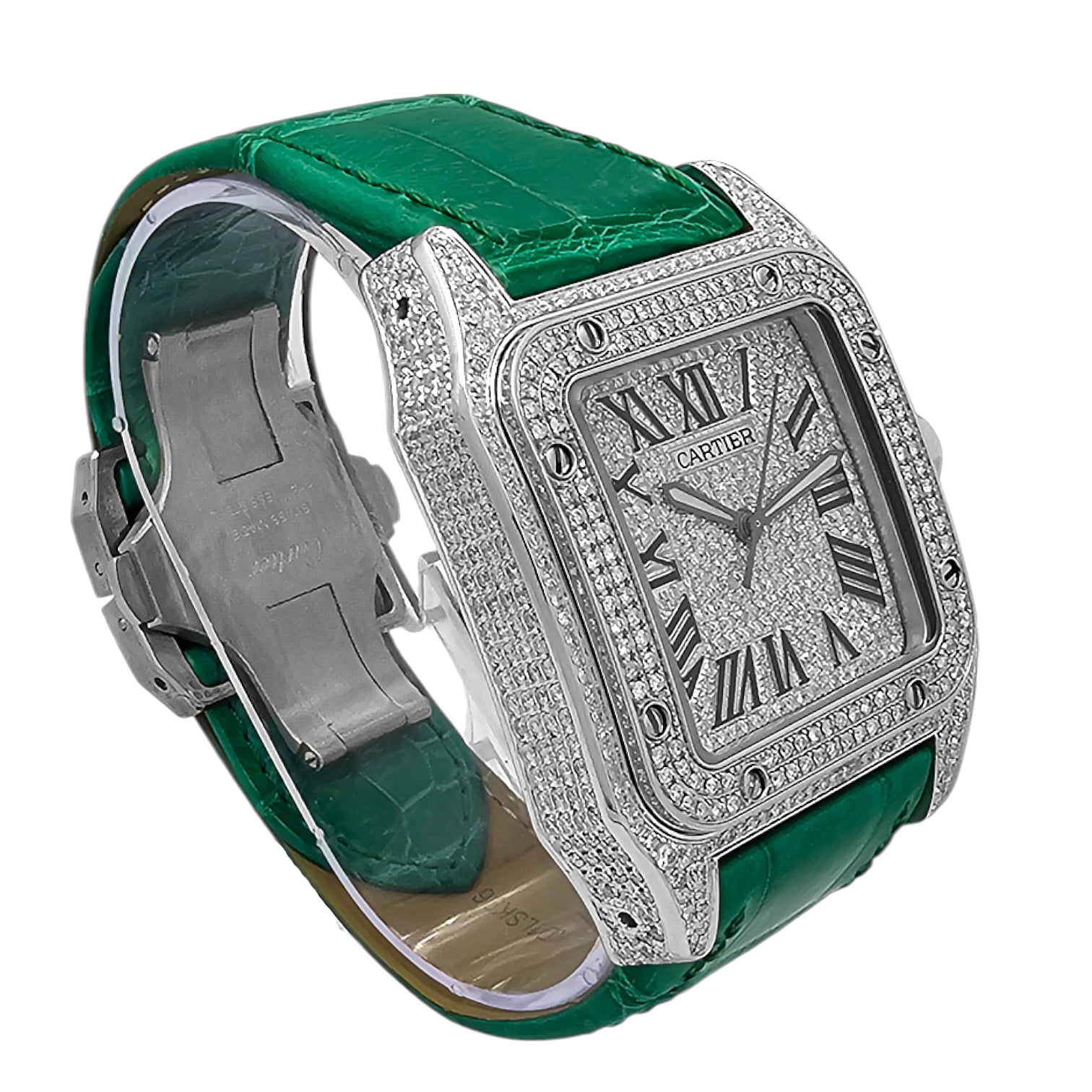 CARTIER Santos 100 XL Iced Out diamonds setting Ref. 2656 - OU1206