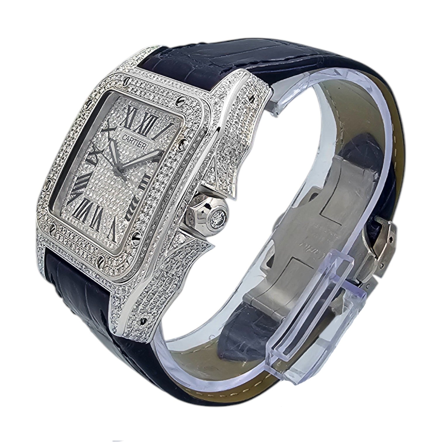 CARTIER Santos 100 XL Iced Out diamonds setting Ref. 2656 - OU1207