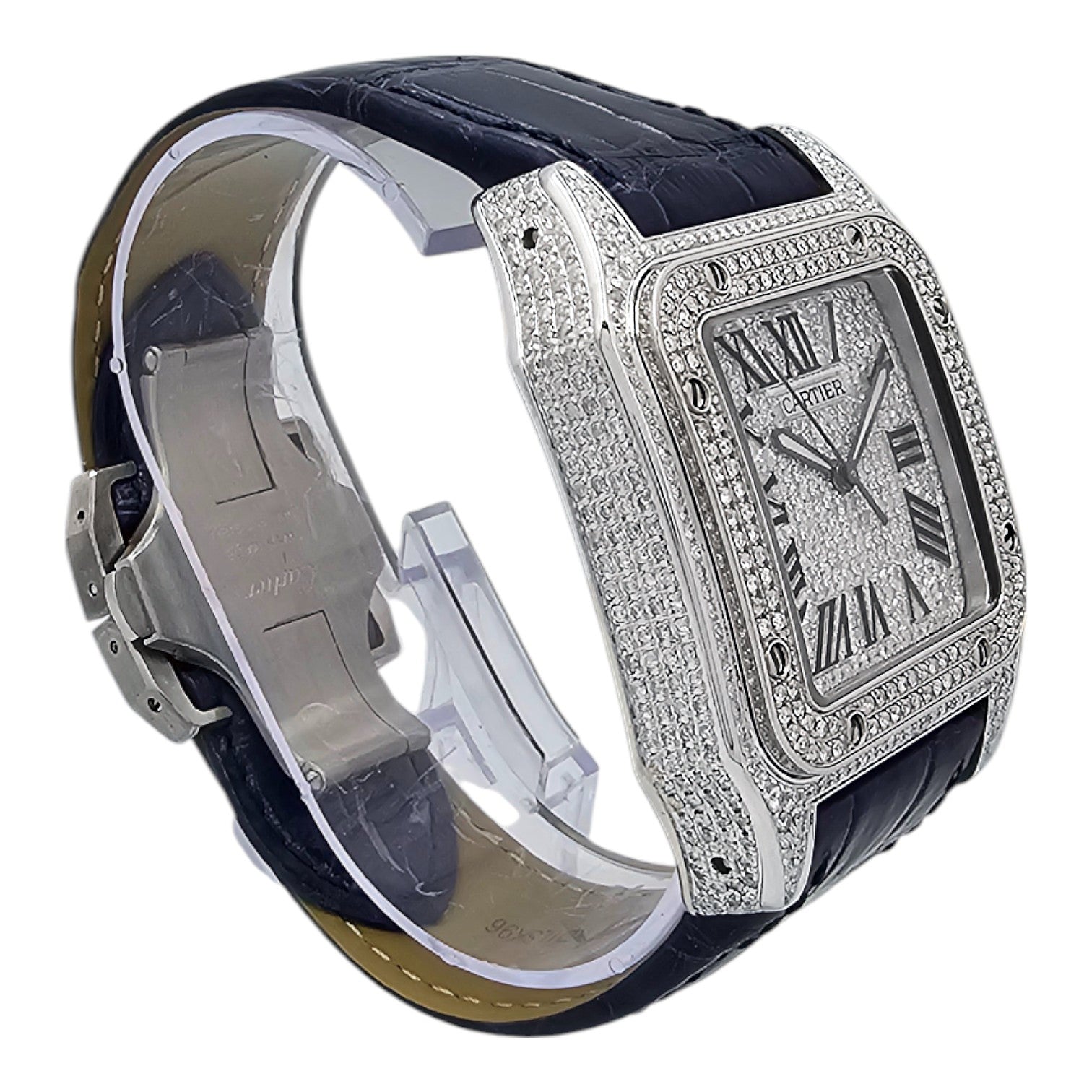 CARTIER Santos 100 XL Iced Out diamonds setting Ref. 2656 - OU1207