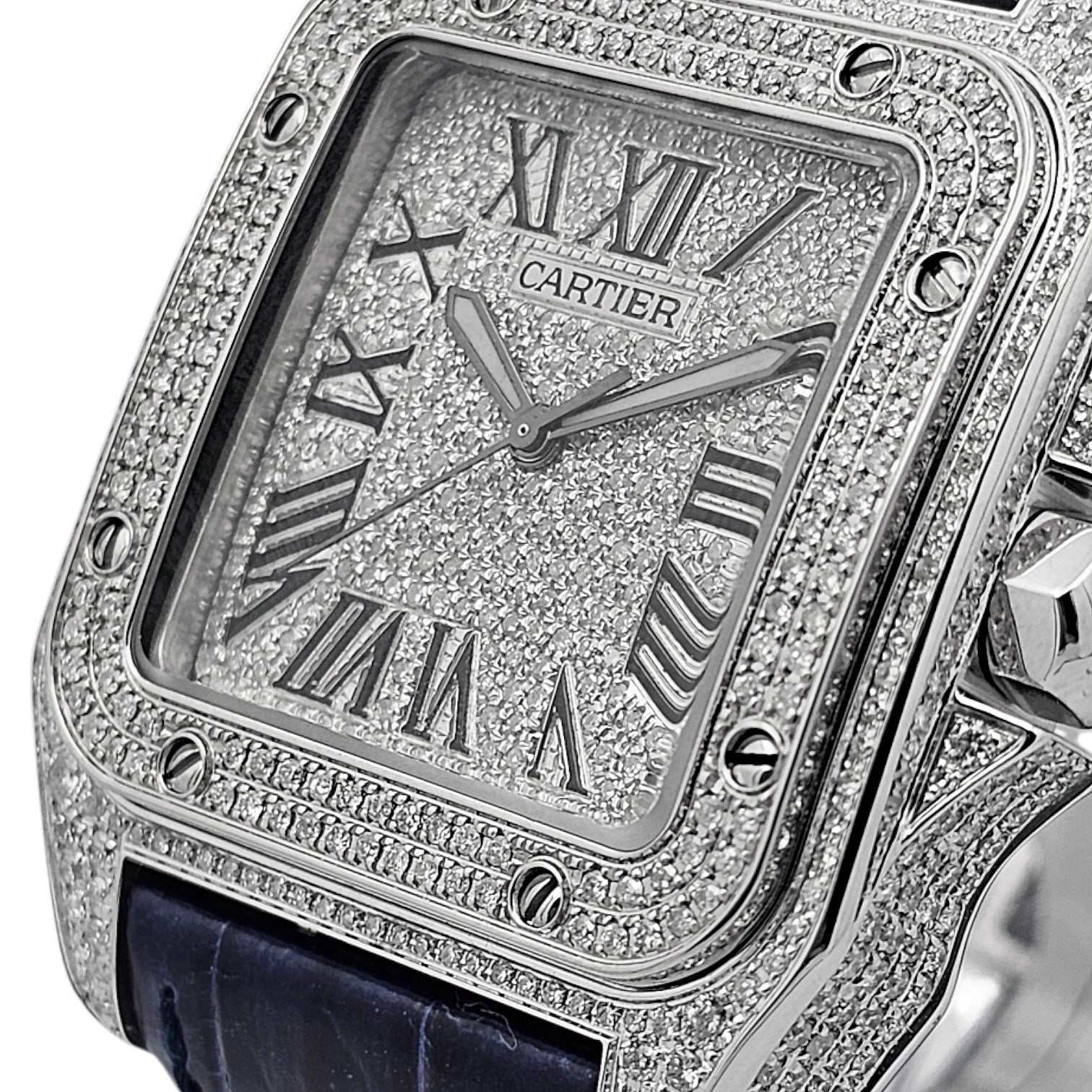 CARTIER Santos 100 XL Iced Out diamonds setting Ref. 2656 - OU1207