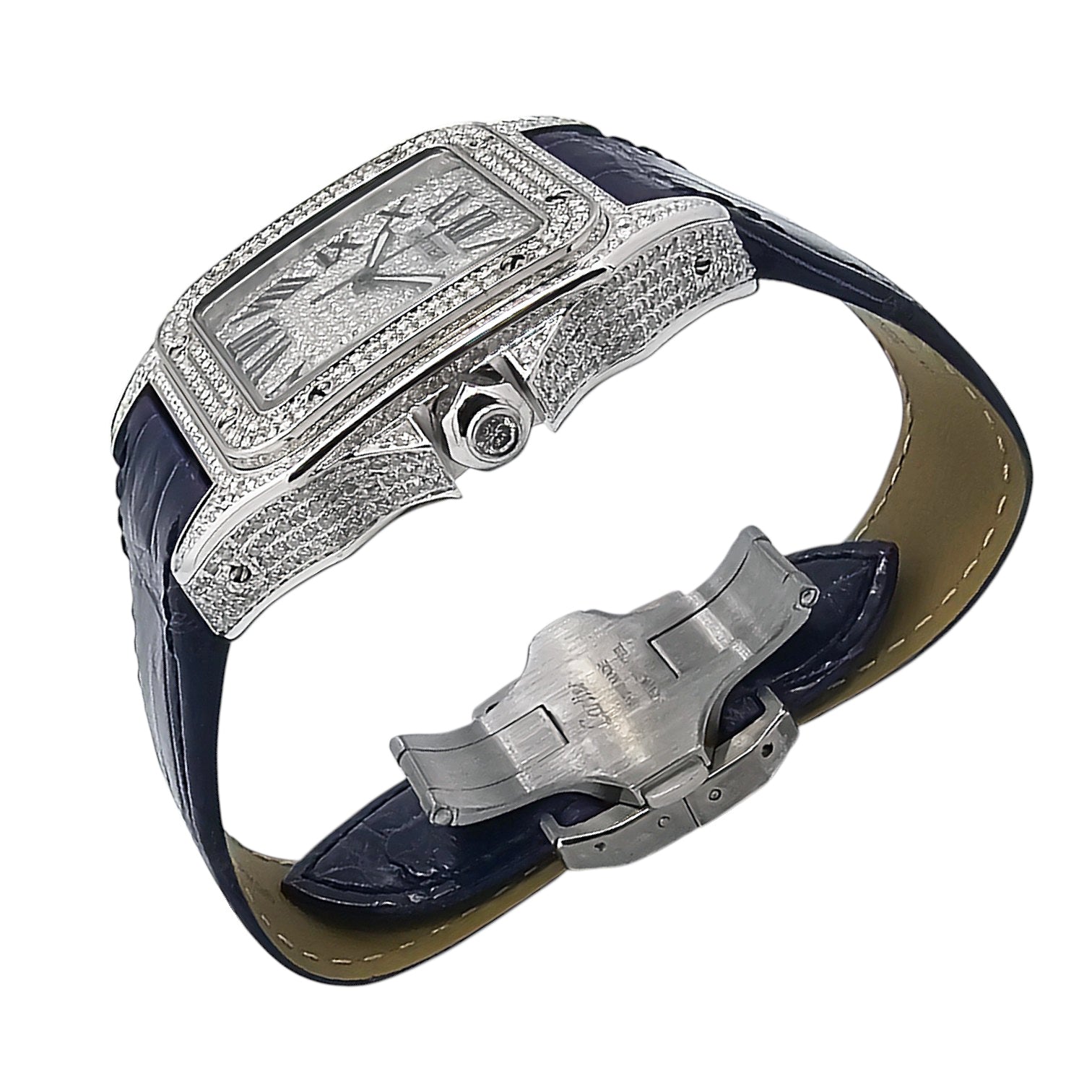 CARTIER Santos 100 XL Iced Out diamonds setting Ref. 2656 - OU1207