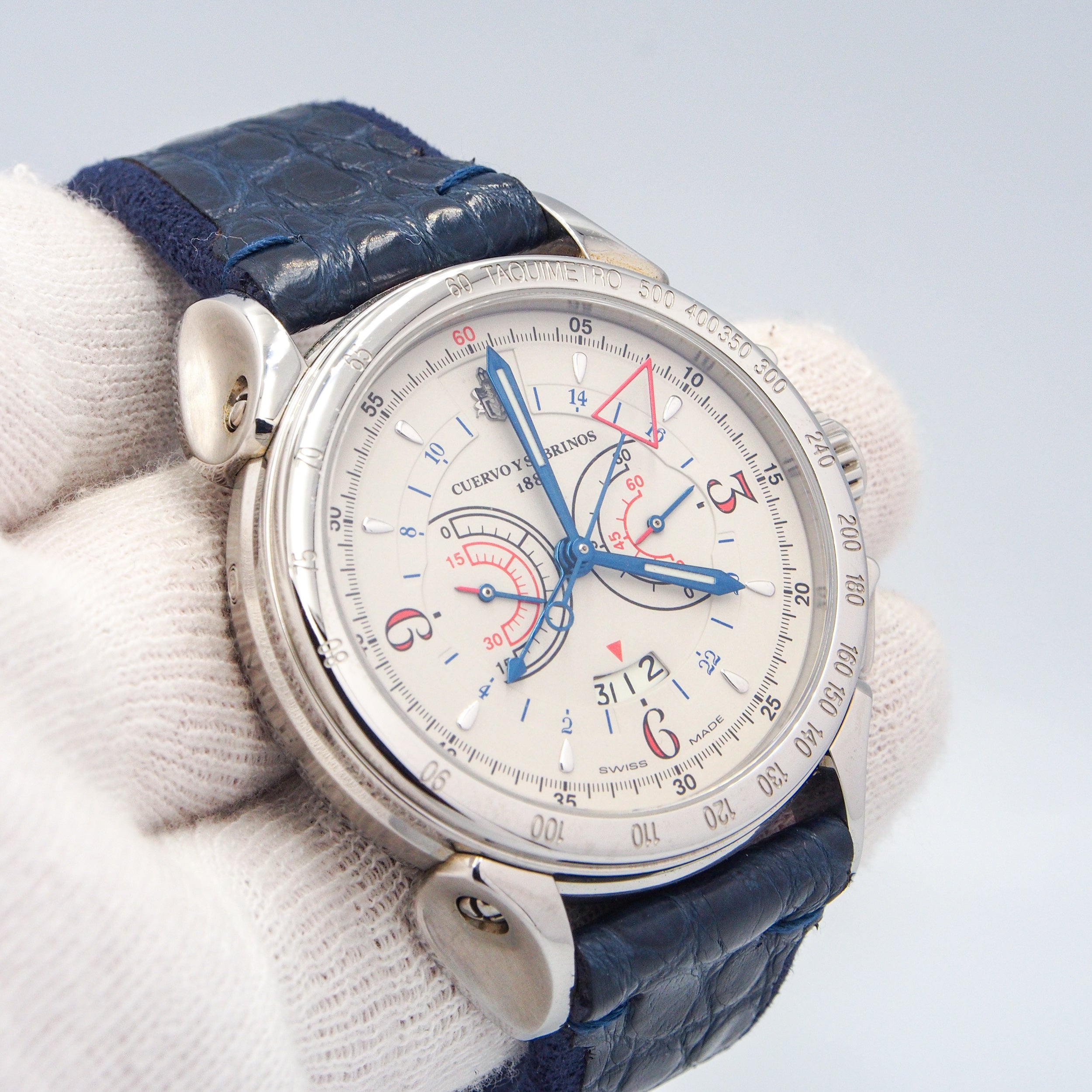 Cuervo Y Sobrinos Historiador Vuelo Ivory dial New Never Worn Ref. 3201.1I - ON05179