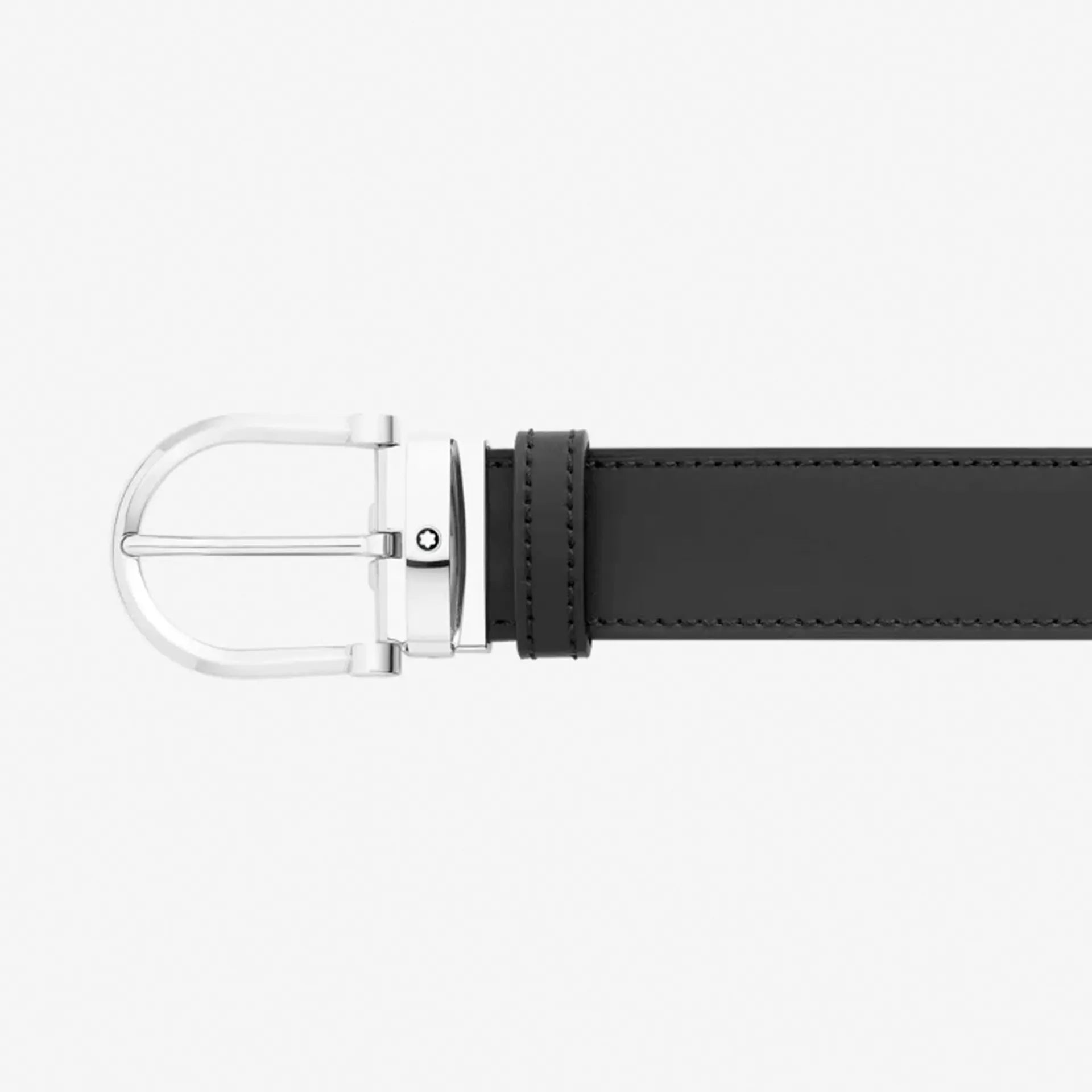 Montblanc Meisterstück MB128783 Cintura Reversibile in Pelle Nera/Marrone con Fibbia Ferro di Cavallo