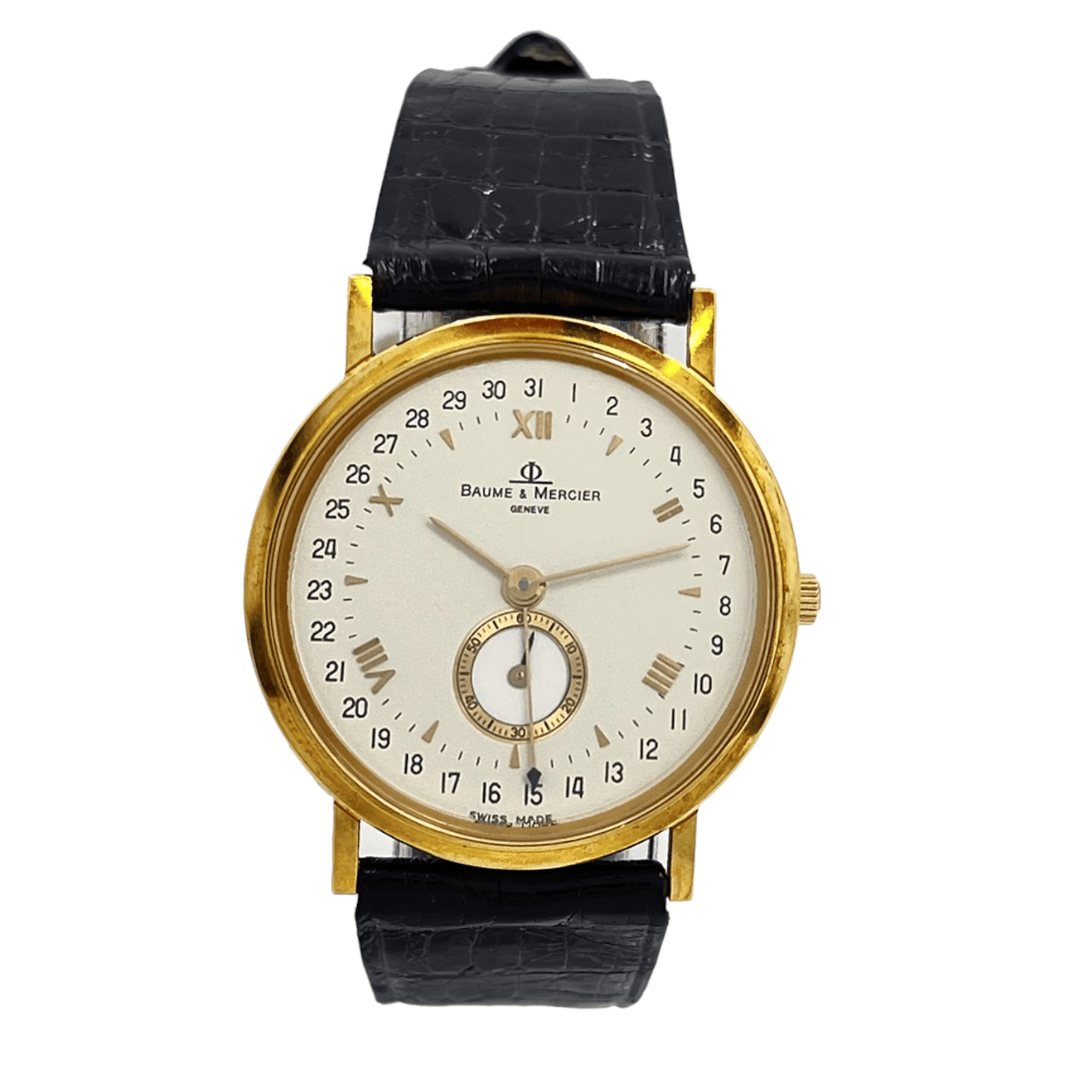 ID: ON3595MARCA: Baume & MercierREFERENZA: MOA0151620001MODELLO: Calendario GENERE: UnisexMOVIMENTO: QuarzoCASSA: Oro giallo CRISTALLO: ZaffiroDIAMETRO: 30 mmRES
