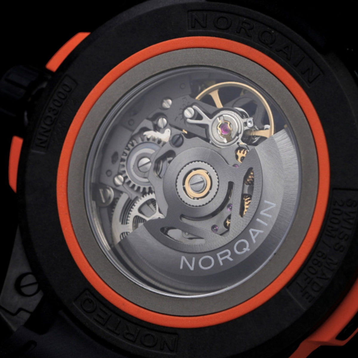 NORQAIN Wild ONE Skeleton 42mm Coral N3000.07Q31.B13