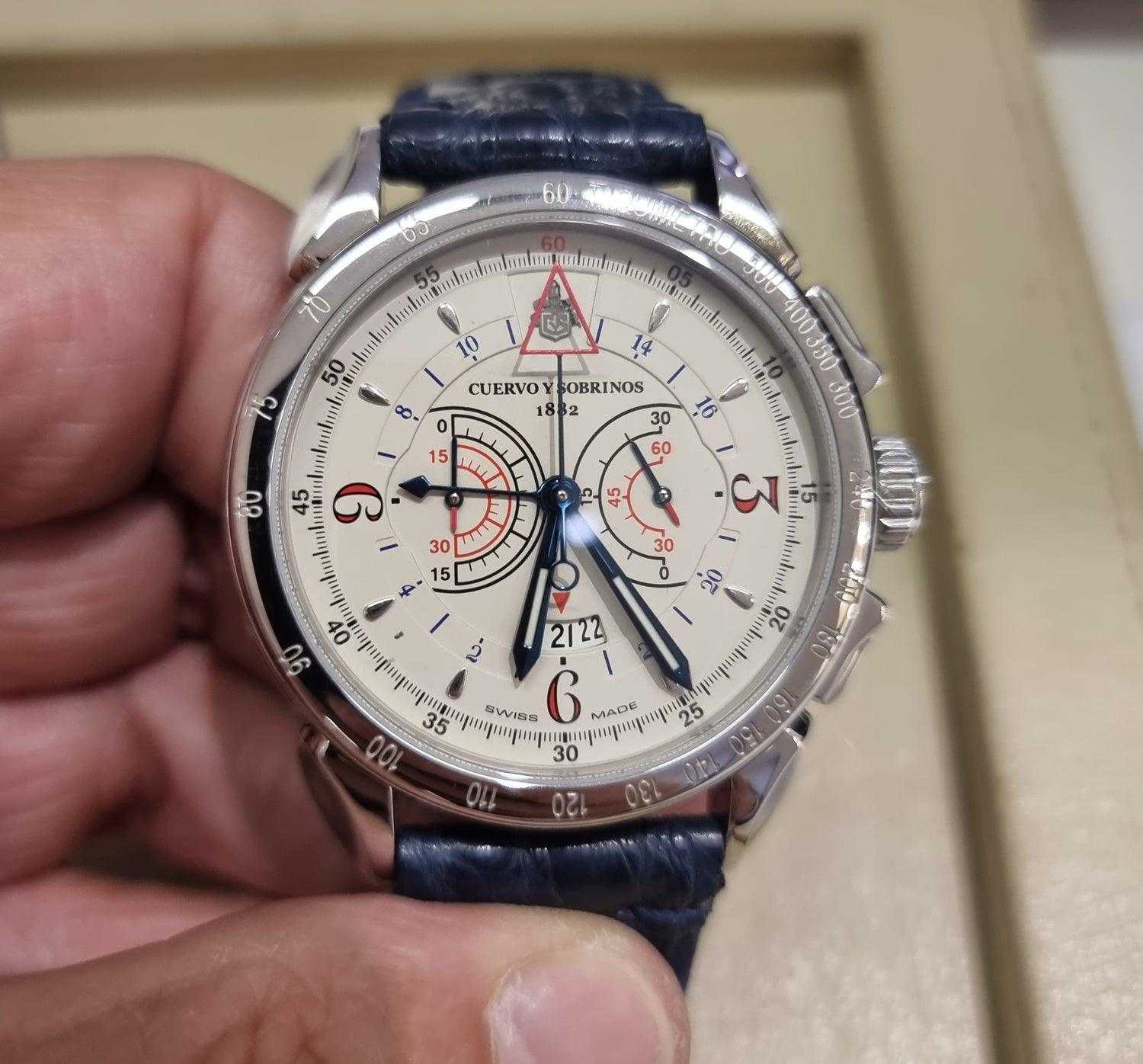Cuervo y Sobrinos Historiador Vuelo Ivory dial Ref. 3201.1I - ON5179 - LuxuryInStock