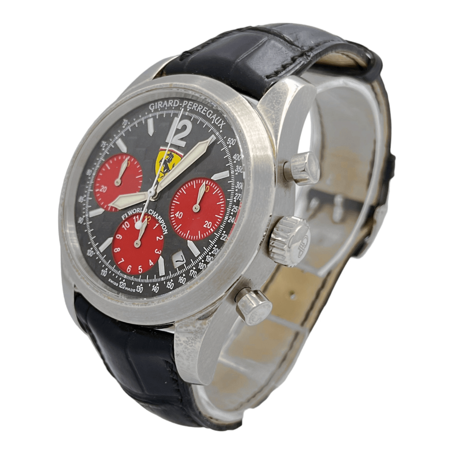 ID: ON3583MARCA: Girard PerregauxREFERENZA: 4956MODELLO: Ferrari F2002 World ChampionGENERE: UomoMOVIMENTO: AutomaticoCASSA: AcciaioCRISTALLO: ZaffiroDIAMETRO: 40 mm