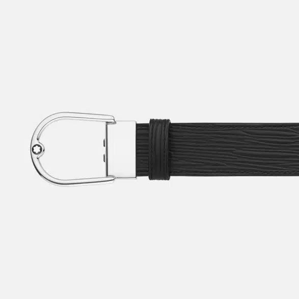 Montblanc 198634 Cintura Reversibile 35 mm in Pelle Nera con Fibbia a Ferro di Cavallo