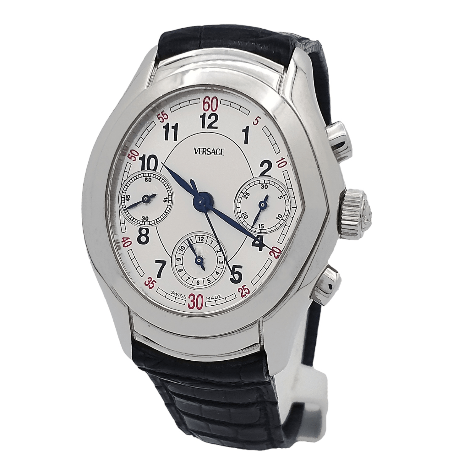 ID: ON845MARCA: VersaceREFERENZA: 4198/00 ACMODELLO: Chronograph Tonneau Lim. EditionGENERE: UomoMOVIMENTO: AutomaticoCASSA: AcciaioCRISTALLO: ZaffiroDIAMETRO: 37x43