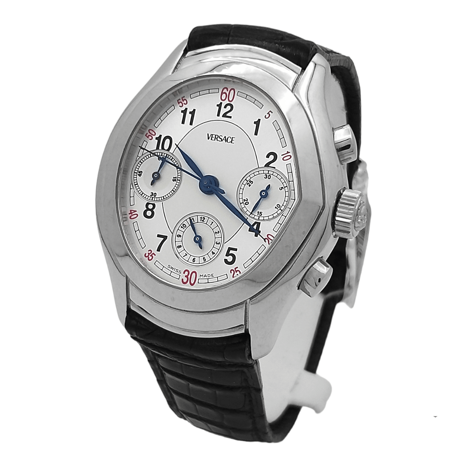 ID: ON845MARCA: VersaceREFERENZA: 4198/00 ACMODELLO: Chronograph Tonneau Lim. EditionGENERE: UomoMOVIMENTO: AutomaticoCASSA: AcciaioCRISTALLO: ZaffiroDIAMETRO: 37x43