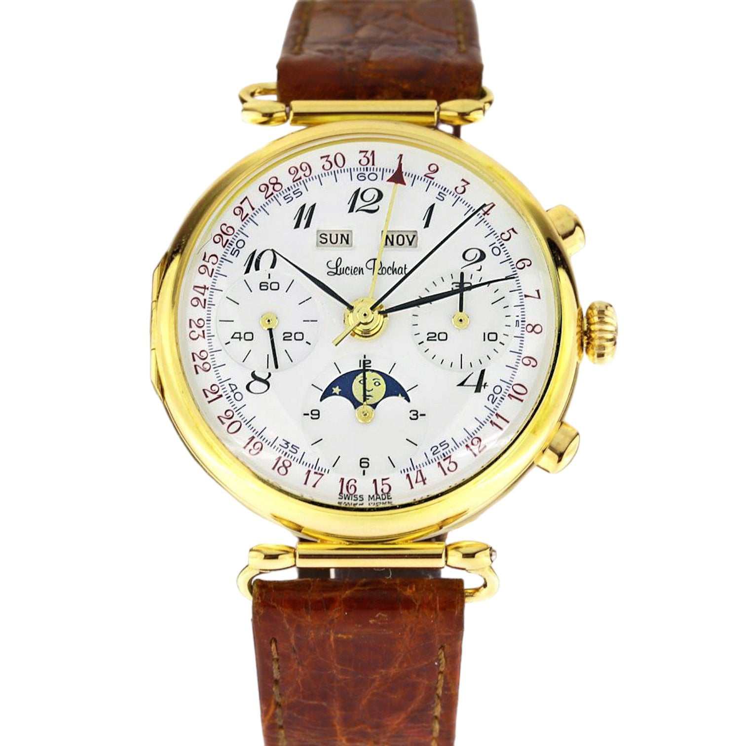 Lucien Rochat Chronograph Complete Calendar Moon Phases Gold 18 kt Ref. 1204 - ON6304