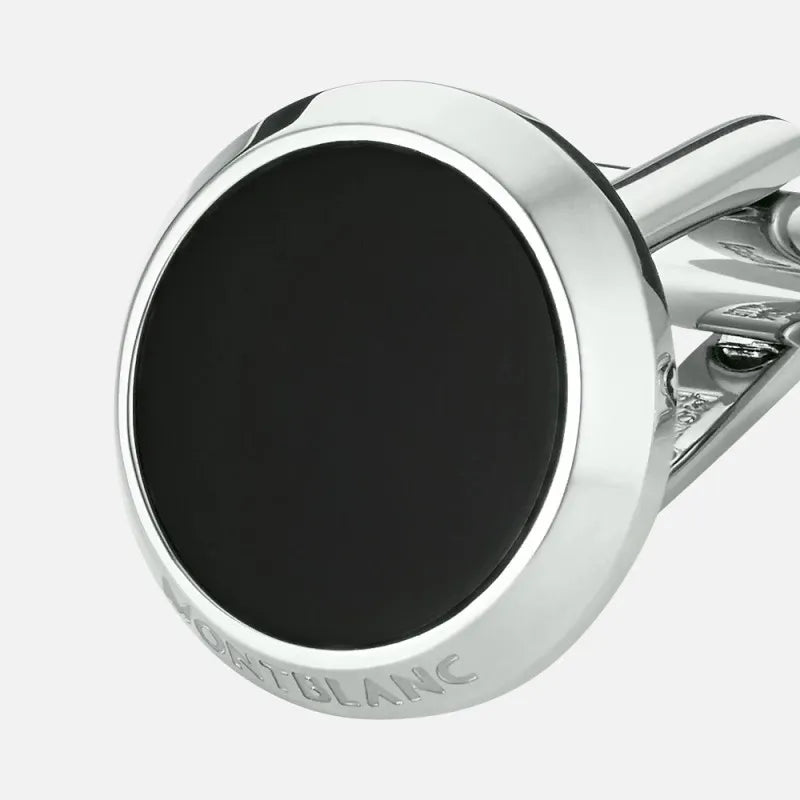 Montblanc Meisterstück 112896 Gemelli in Acciaio con Inserto in Onice Nero