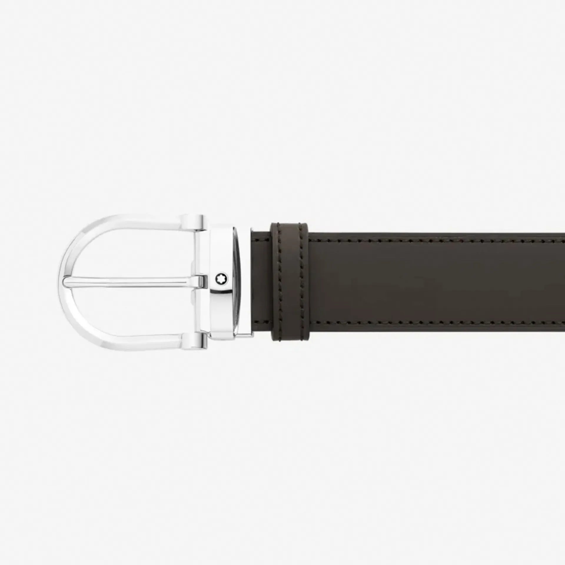 Montblanc Meisterstück MB128783 Cintura Reversibile in Pelle Nera/Marrone con Fibbia Ferro di Cavallo